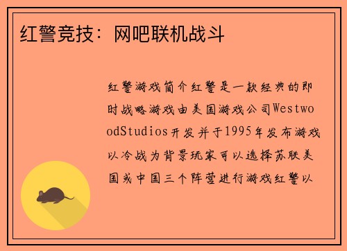 红警竞技：网吧联机战斗